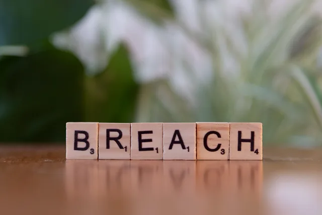 Wooden letter tiles spell 'Breach' against a blurred natural background, concept of security or violation. 5 points on cyber insurance rules that matter