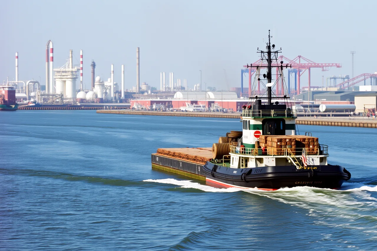 Tugboat pushing a barge on the Houston Ship Channel (Houston energy and maritime industries, and their specialized commercial coverage needs)